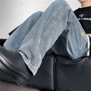 牛仔裤男夏季复古水洗星空纹长裤直筒裤子垂感休闲长裤 NA073图片
