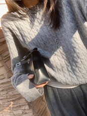 针织打底衫女新款气质内搭气质套头毛衣2025年春季，女装羊毛衫，洁纯羊绒