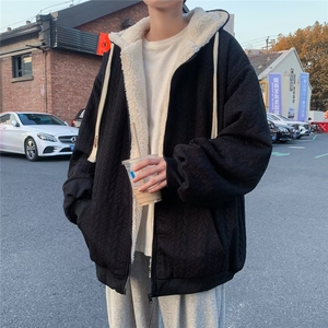 毛毛棉服连帽外套男冬装港风宽松潮牌棉衣潮流百搭棉袄W4291-P58图片