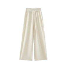 2025年秋季宽松松紧长裤百搭中腰时尚百搭长裤简约羊毛裤子女时尚，女装休闲裤，西欧羊绒