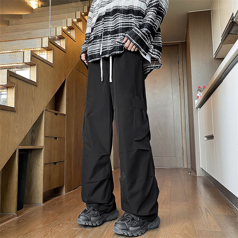 褶皱伞兵工装裤男秋季新款美式高街直筒冲锋裤子-A1203TP38控68,男装工装外套,电商B241
