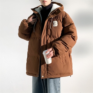 冬季青少年灯芯绒连帽棉衣潮牌羊羔毛加绒加厚棉服外套5305-P85图片