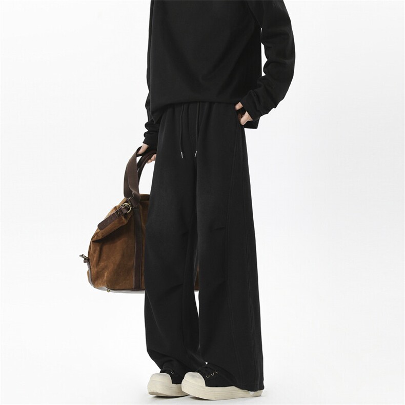 【现货】A766-特P50-控98春秋水洗做旧卫裤褶皱弯刀裤宽松休闲裤，男装休闲裤，电商B335