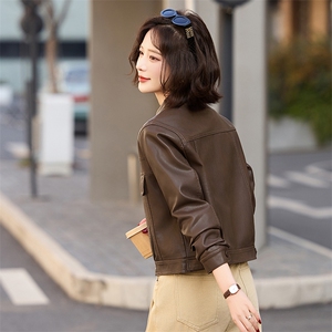 多色百搭短款皮衣外套女2025春季新款设计感显瘦皮夹克机车服上衣图片