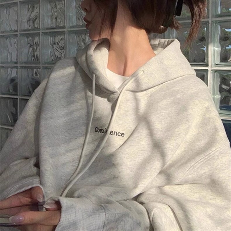 C0242-P55韩系chic秋冬2024连帽套头卫衣宽松百搭显瘦，女装卫衣/绒衫，星座617A-2