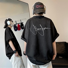 得物抖音品质潮流麂皮绒字母印花短袖T恤djp282-特批23控39，男装T恤，星座605(原A050)