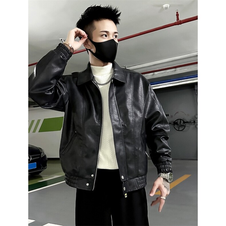 高端皮衣外套男士新款高级感痞帅机车服夹克男款秋冬PU9127图片