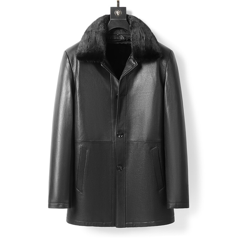 冬季新款男士貂皮大衣中长款外套可脱卸水貂内胆大码加厚爸爸装，男装皮衣，电商B360A（原721A）