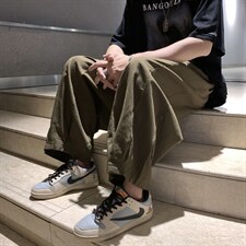 日系ins潮牌直筒宽松阔腿裤子街头复古港风工装休闲裤男GK277-P35图片