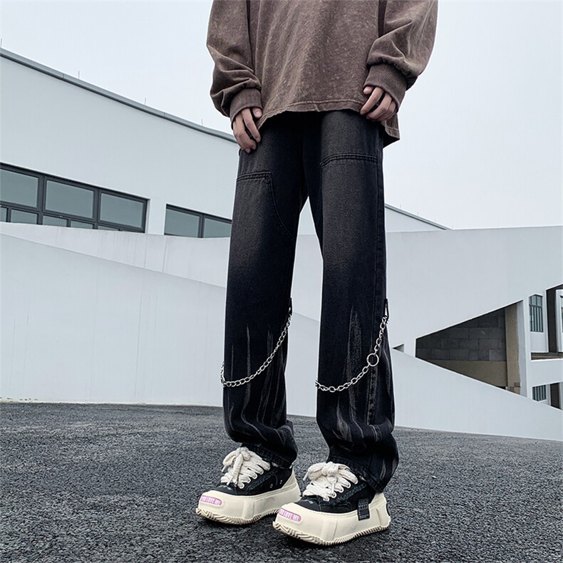 K1943-P45欧美hiphop挂链扎染牛仔裤,男装休闲裤,星座1501-1
