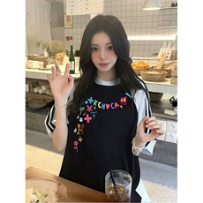 抖音得物品质二开240克宽松纯棉美式潮牌插肩三杠织带短袖T恤，男装T恤，电商A486