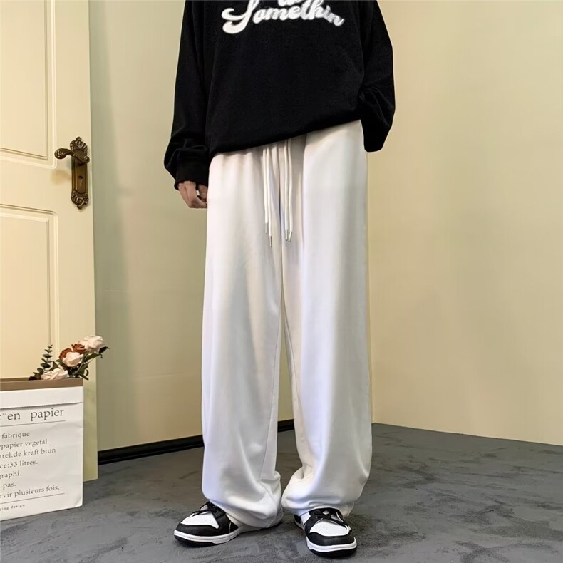 美式复古高街刺绣阔腿休闲裤女潮牌设计感垂感运动卫裤K2585-P30,男装休闲裤,星座412