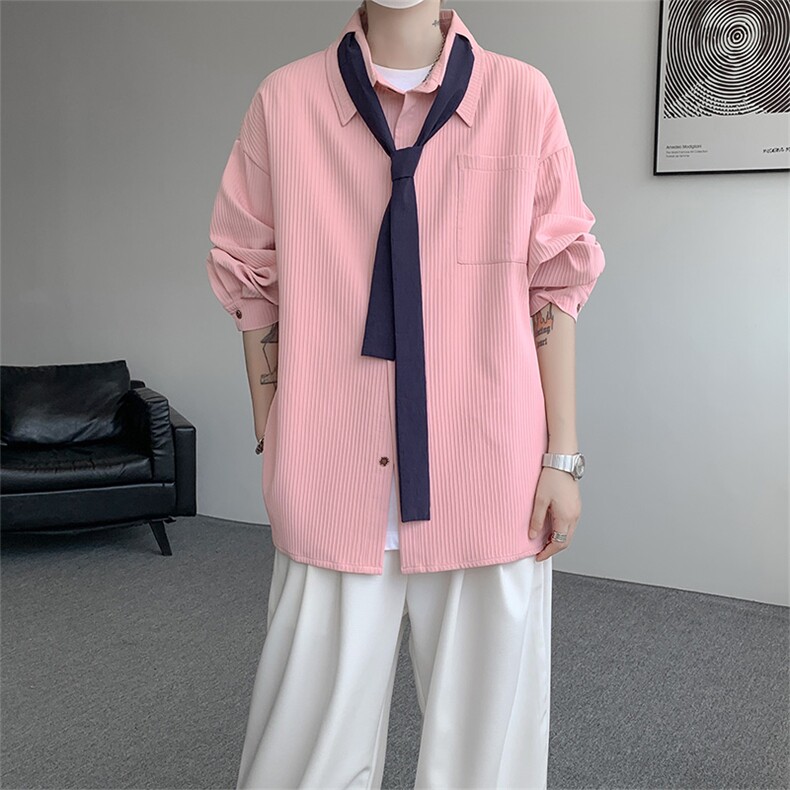 （送个性领带）CS1160-特P42控88肌理感长袖男小众设计大码衬衣,男装衬衫,电商A059