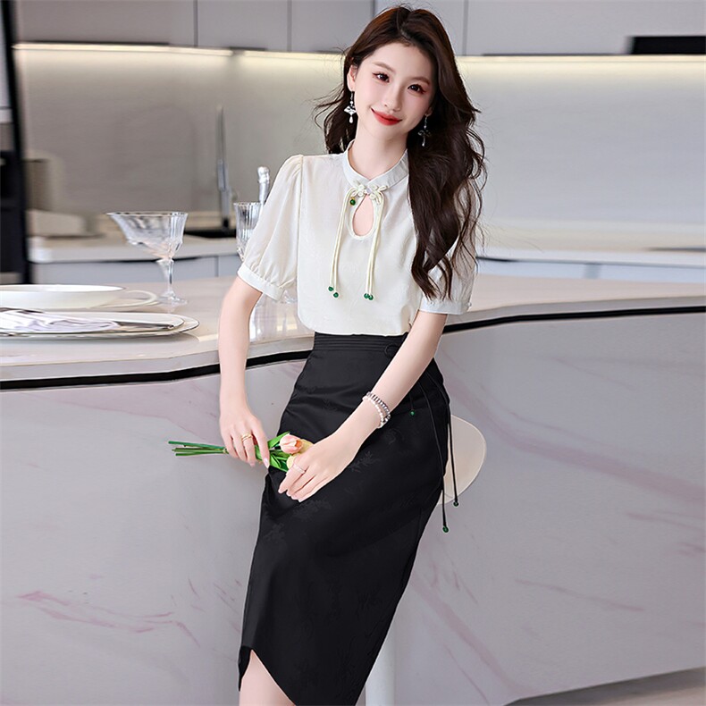 新中式国风时尚套装女夏高级感2024新款今年流行气质套装裙两件套,商品下架区,卡杰菲