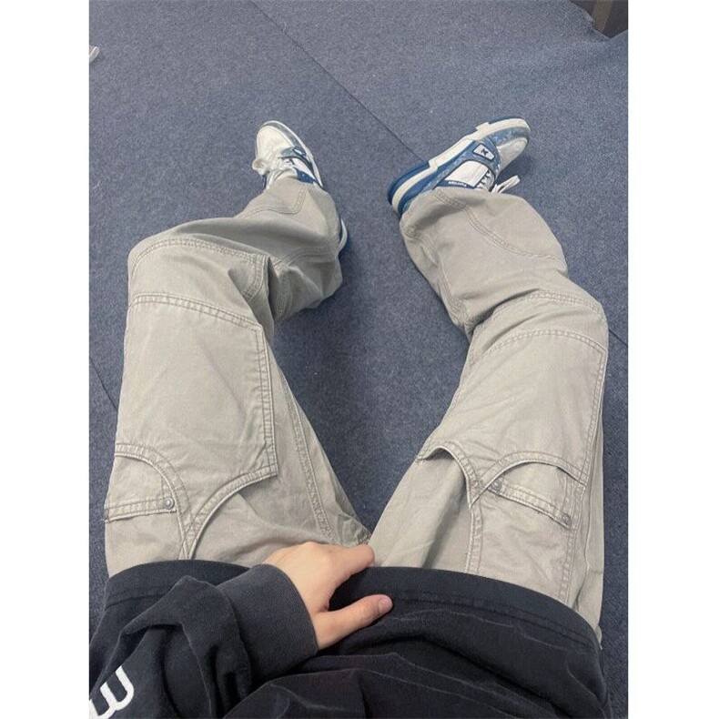 工装裤男女春秋款美式复古高街cleanfit贴布多口袋伐木休闲裤潮牌,男装休闲裤,星座506A