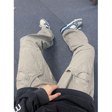 工装裤男女春秋款美式复古高街cleanfit贴布多口袋伐木休闲裤潮牌，男装休闲裤，星座506A