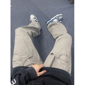 工装裤男女春秋款美式复古高街cleanfit贴布多口袋伐木休闲裤潮牌图片