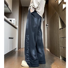 美式高街休闲裤子男款春季设计感小众复古做旧直筒卫裤K2001/P45，男装休闲裤，星座506