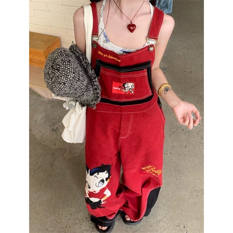 AK2264-P90美式复古背带裤女2026新款宽松休闲百搭阔腿长裤,男装休闲裤,星座617A-2