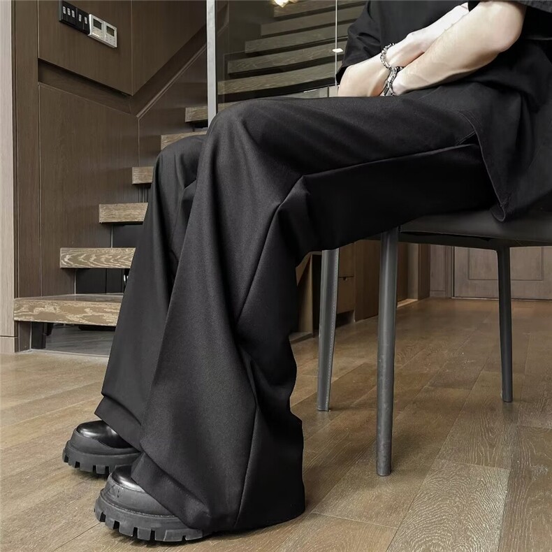 春装拖地裤子男士宽松垂感休闲裤小西裤4680 P38图片