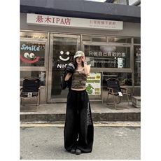 复古潮牌设计感弯刀卫裤男女美式宽松休闲阔腿裤潮流LM466-P55，男装休闲裤，星座1008