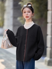 针织休闲开衫外套女2025秋季新款上衣，女装短外套，余墨