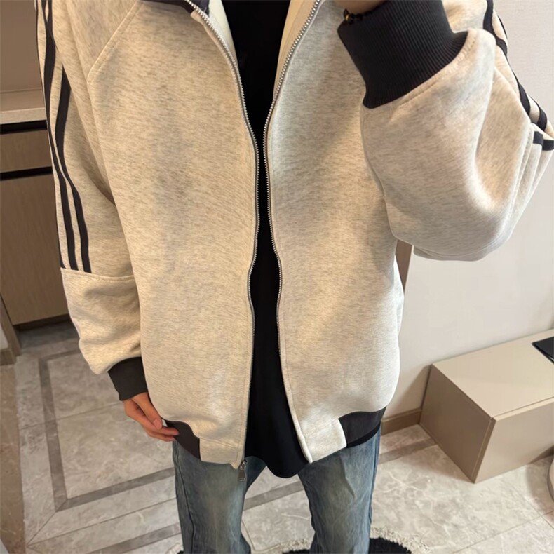 抖音得物高品质 美式高街重磅结构设计拼接织带立领卫衣外套 CM42图片