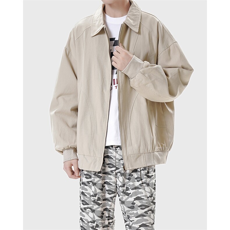 JK010-P85纯色翻领夹克工装男2025新款春秋季百搭宽松简约休闲,男装夹克,电商A178