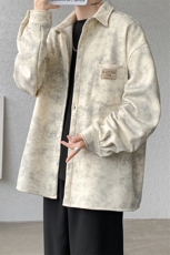 8XL-M秋冬款加绒加厚衬衫男做旧脏脏保暖外套大码衬衣CS29002P65，男装衬衫，电商B312