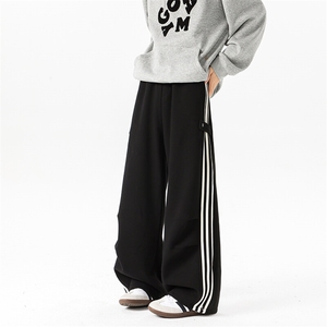 8XL-M 奥粒绒加绒休闲裤男三条杠条纹运动裤宽松卫裤K9121P58控78图片