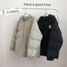 【】A003-HY8010-P125冬装新款笑脸印花连帽棉衣港风平铺1，男装棉衣，电商A003