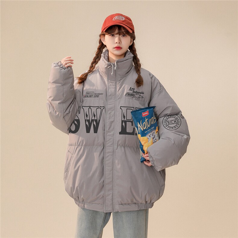 白鸭绒中性风22冬季潮流字母印花加厚立领羽绒服YR223P195控258,男装羽绒服,A247A