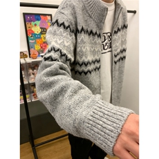 秋冬松弛氛围感麻花纹菱格针织衫美式复古宽松休闲毛衣MY9824，男装针织衫/毛衣，星座208-5