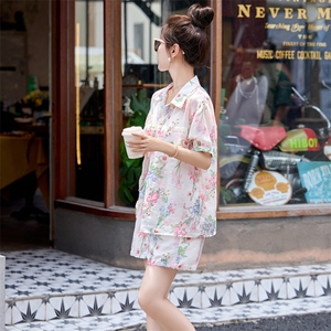短裤套装女2024夏季新款炸街减龄时尚休闲欧货碎花防晒衬衫两件套图片