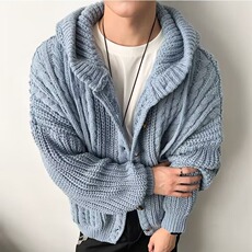 YC0791-P78秋冬复古纯色针织开衫外套男女潮牌宽松百搭提花毛衣，男装针织衫/毛衣，电商C233