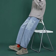 牛仔裤男潮牌ins直筒宽松百搭阔腿裤韩版潮流港风老爹裤n893-p35，男装牛仔裤，星座1008-2