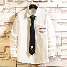 LC42110-P45加绒款P55痞帅领带长袖衬衫男士大码dk制服男jk砖墙，男装衬衫，电商A040A