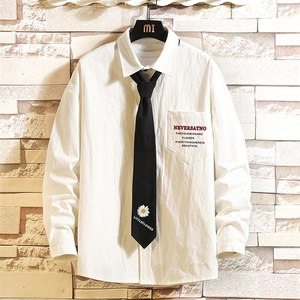 LC42110-P45 加绒款P55痞帅领带长袖衬衫男士大码dk制服男jk 砖墙图片