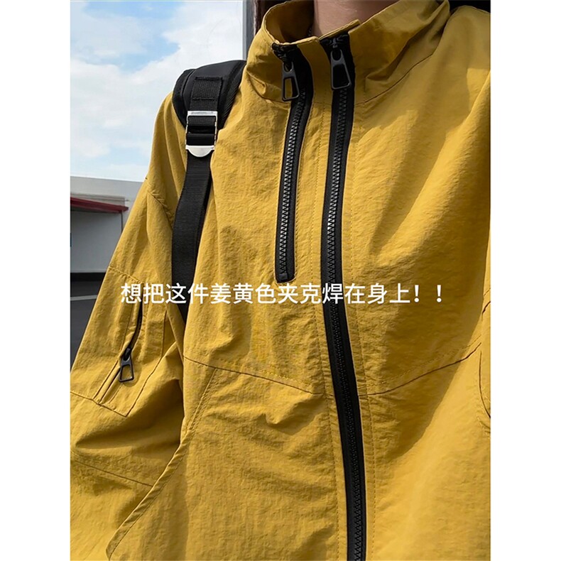 撞色潮流设计休闲夹克外套港风宽松时髦情侣款上衣HY812TP55控98图片