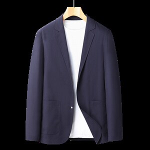 时尚潮流宽松上衣西装爸爸装男士新款免烫薄款纯色外穿西服外套图片