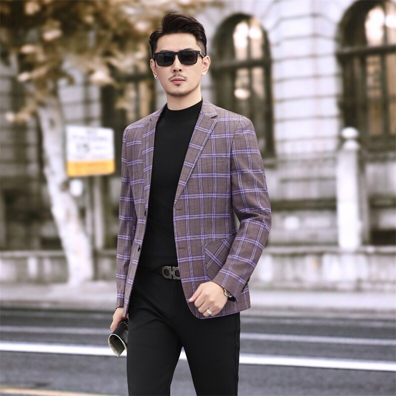 男士格纹西装春装新款西服外套7816P155258,男装西服套装,电商D225-1