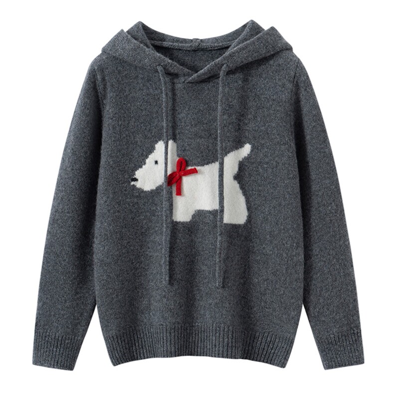 新款小狗图案连帽衫，童装儿童羊毛衫，宏杨羊绒