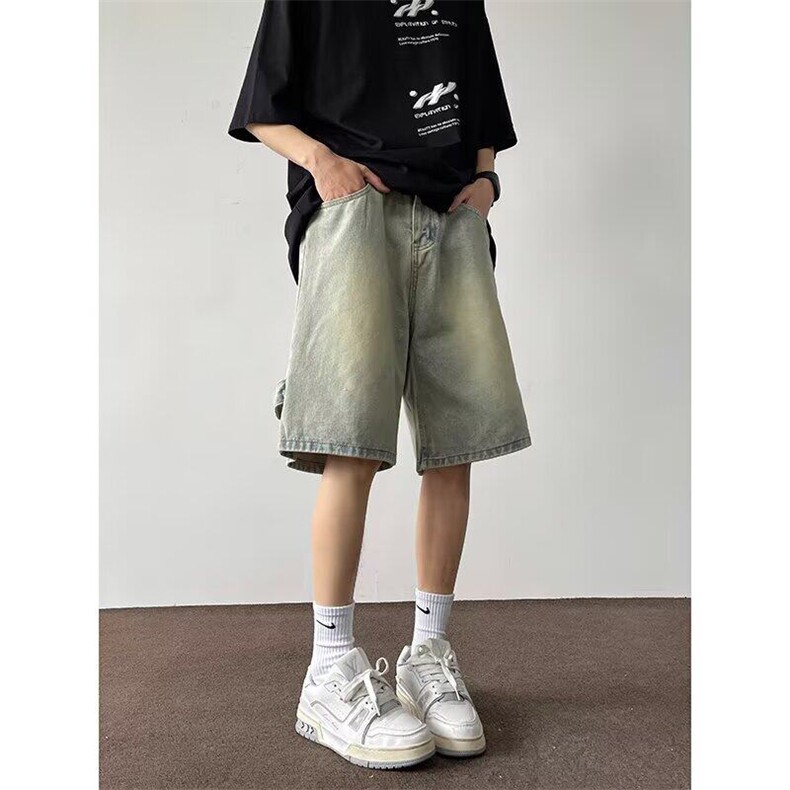 牛仔短裤男女夏季美式复古五分裤设计感拉链裤子1008-G30955-p39,男装牛仔裤,星座1008
