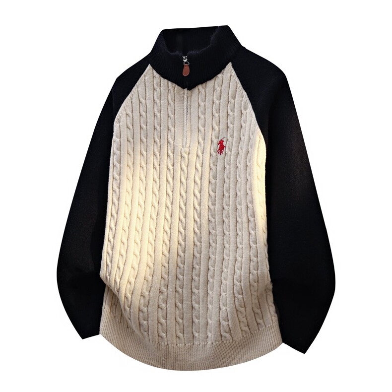 MY7361-TP60拼色高品质半拉链针织衫打底衫长袖圆领毛衣外套，男装T恤，电商A320