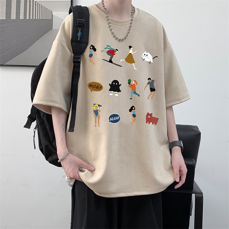 麂皮绒短袖t恤男大码半袖男 JD82303-P25图片