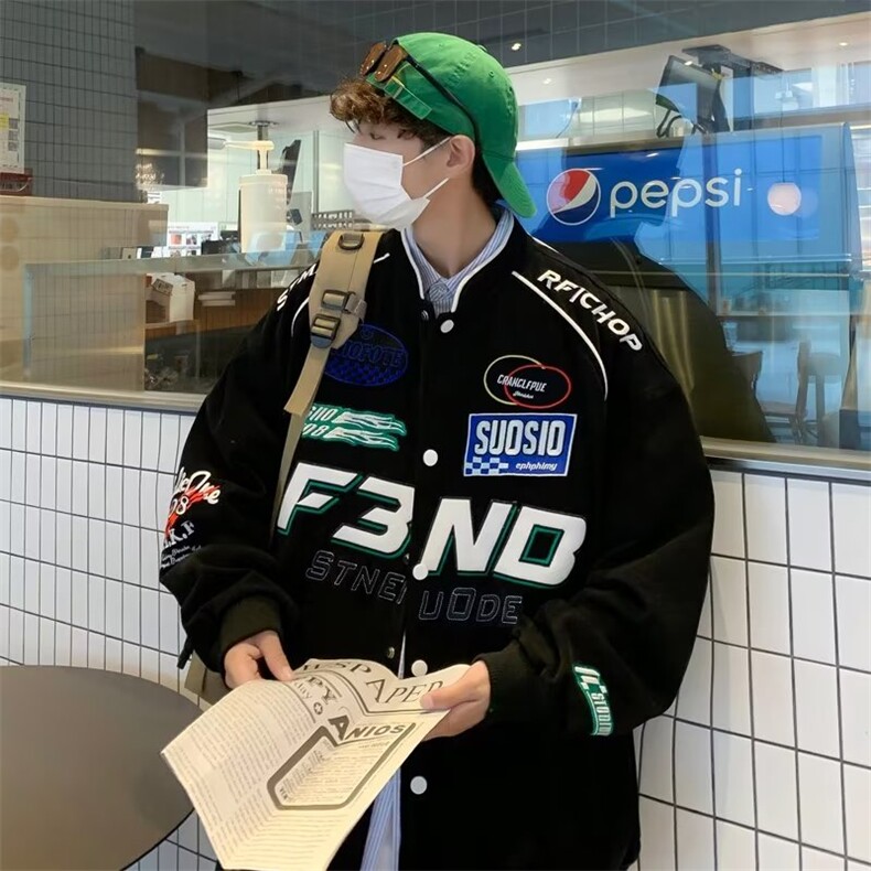 美式设计感刺绣宽松机车服宽松潮牌立领夹克中性帅气外套WQ48-p60,男装夹克,星座1008-2
