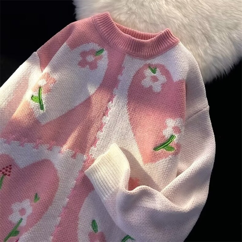 感圆领毛衣男女慵懒风休闲针织衫MY706P40图片