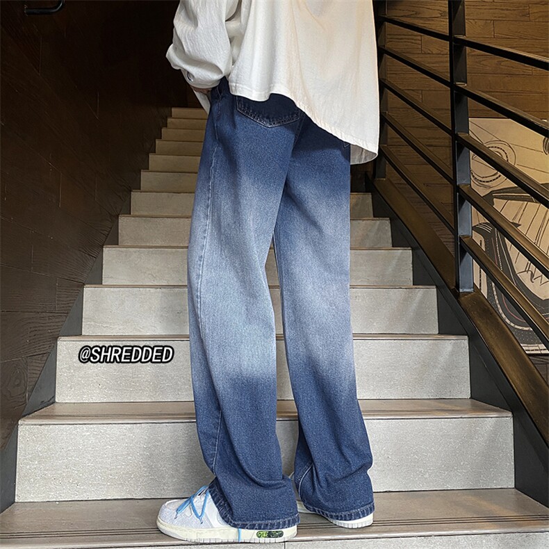 牛仔裤2024冬季宽松直筒新款渐变加绒裤子K5448JR-P65控78B315,男装牛仔裤,电商B315