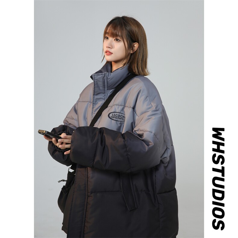 新款渐变棉衣女士立领棉服宽松棉袄面包服外套3351-P80控118,男装棉衣,星座207