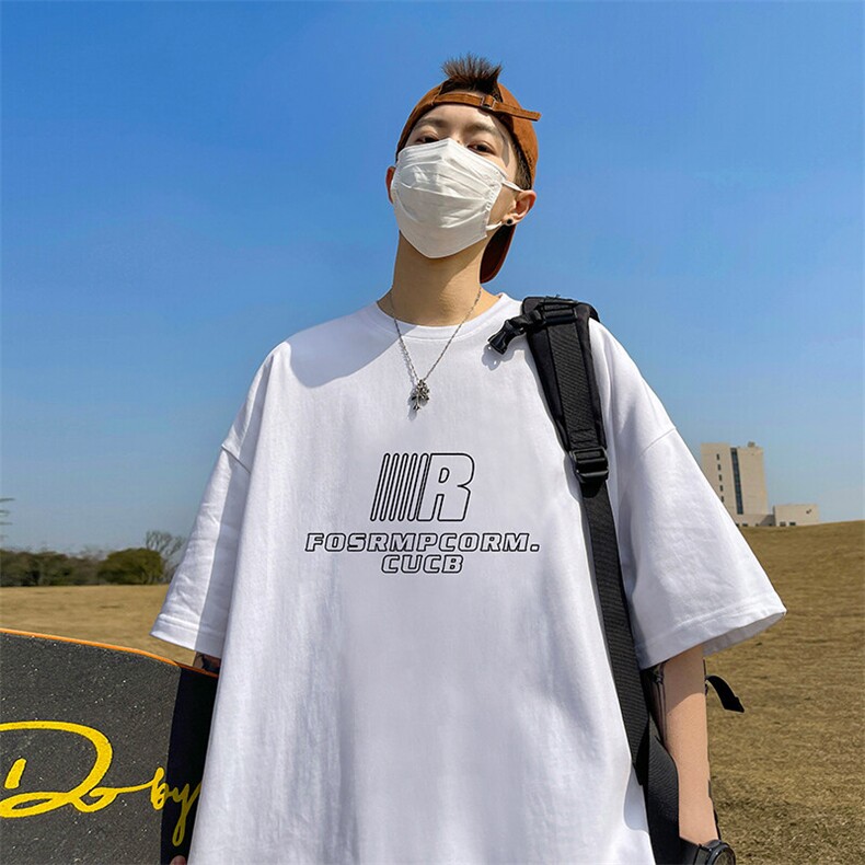 抖音得物二开现货供应220克夏装重磅美式高街宽松短袖t恤MT83图片